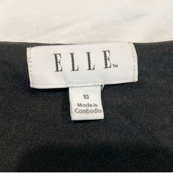 ELLE Black White Eyelet Fit & Flare Mini Dress Striped Sleeveless Stretchy 10 - Picture 11 of 14